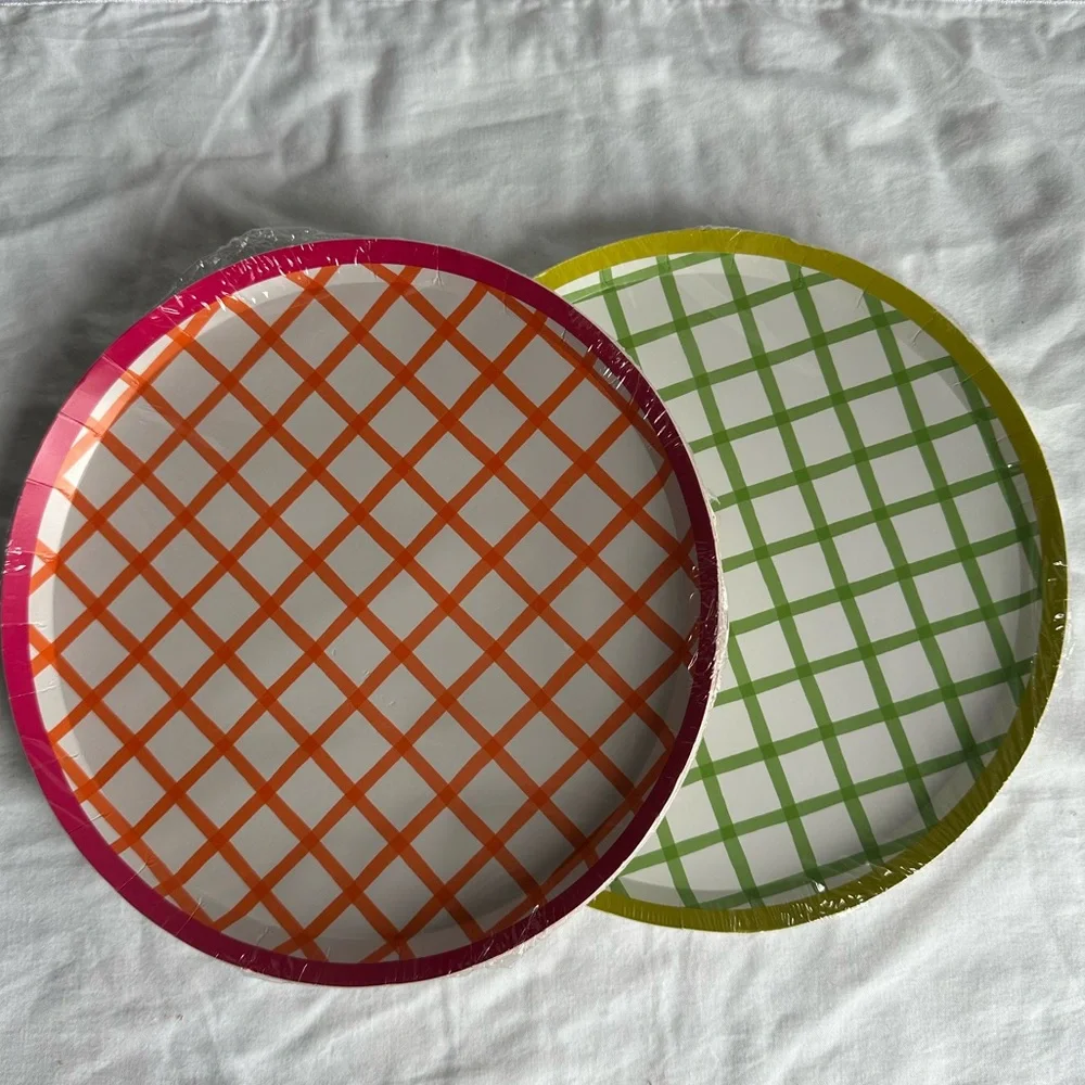 Colorful Gingham Melamine Plates Set of 2 pack
